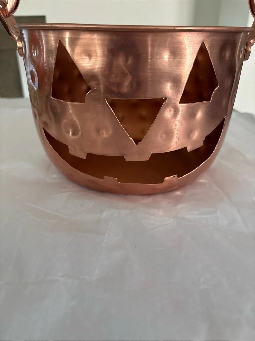 Copper Halloween Jack-O'-Lantern Candy Bucket